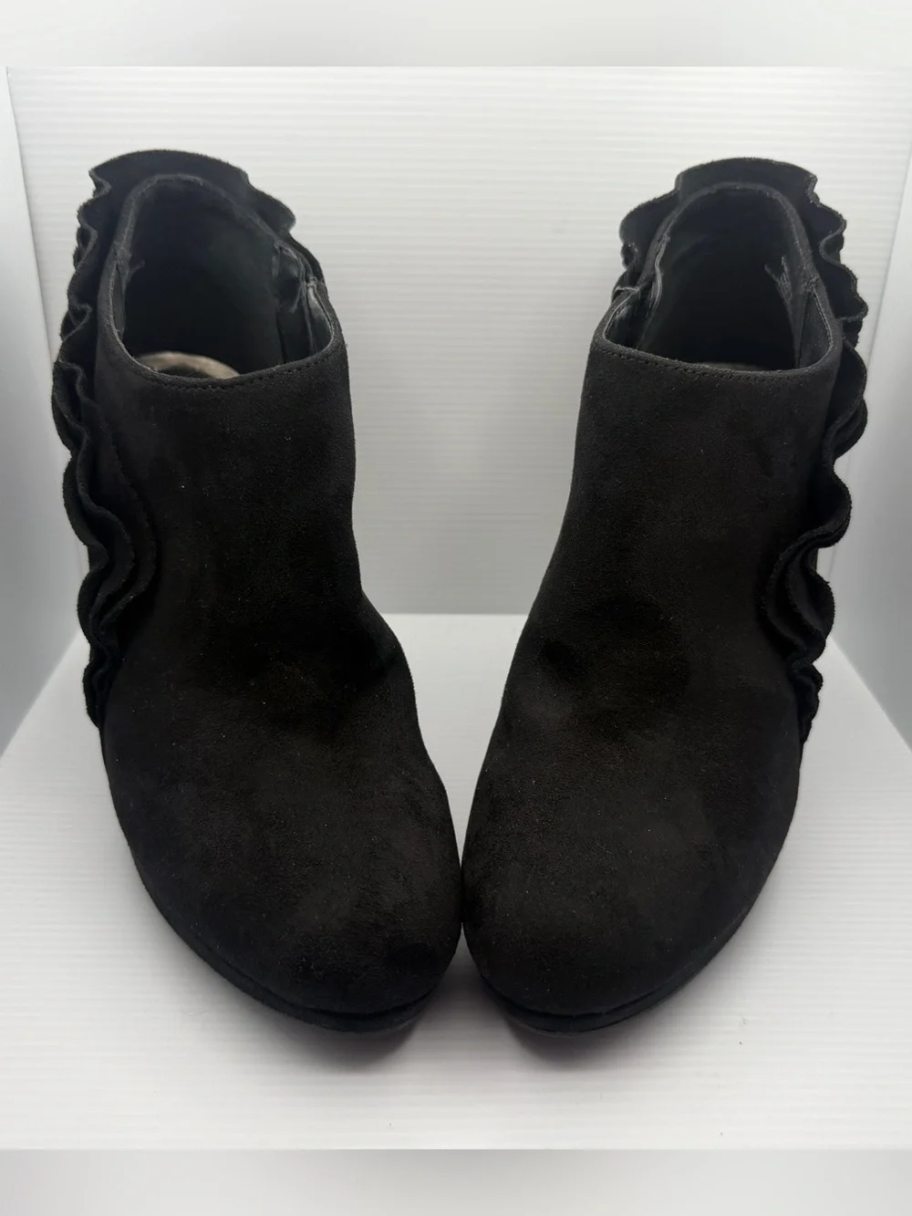 Women’s Impo Black Ruffle Ankle Bootie
